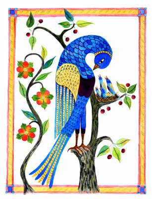 Blue bird after unknown Fraktur artist