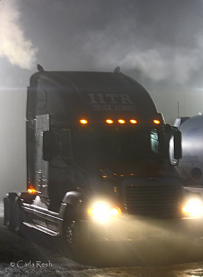 Foggy Evening.....Truck looks like a Fog breathing Dragon