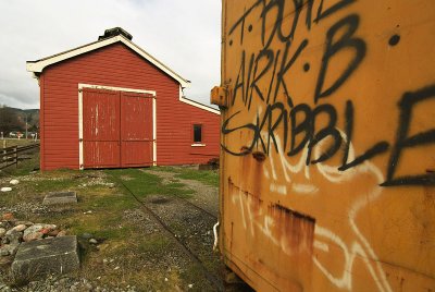 The rail yard at Reefton, Buller, New Zealand