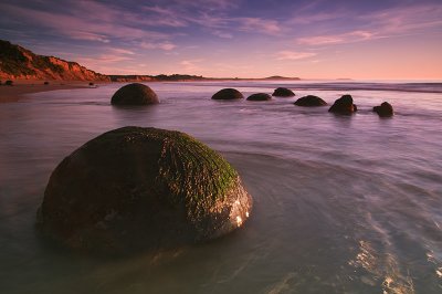 Moeraki Boulders at sunrise, Otago, New Zealand