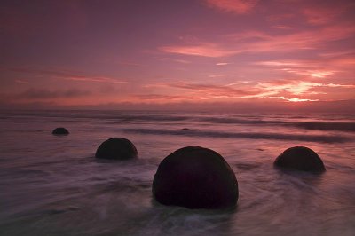 Dawn at the Boulders, Moeraki, Otago, New Zealand