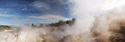 Panorama of Hells Gate Thermal Reserve, Rotorua, New Zealand