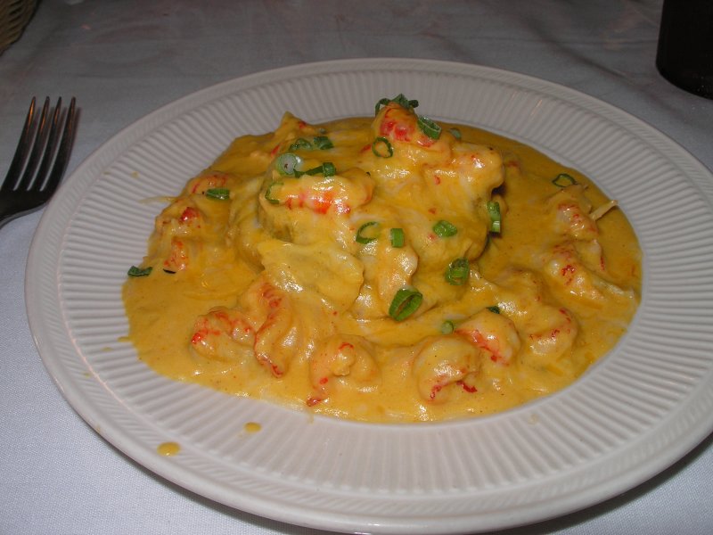 Crawfish Napolian-crawfish & cheese over fried eggplant