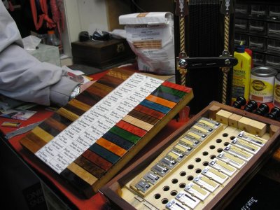 Wood sample board and reeds