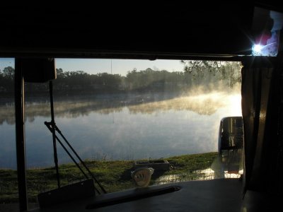 Vapor on lake one chilly morning
