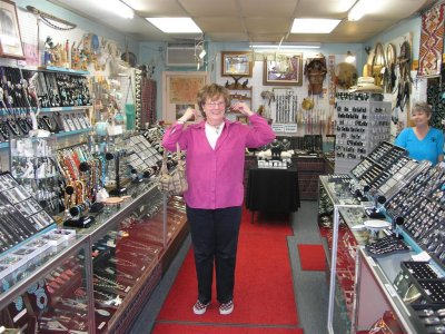 Bernice shopping for jewelery