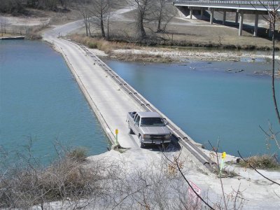 Truck crossing the dam