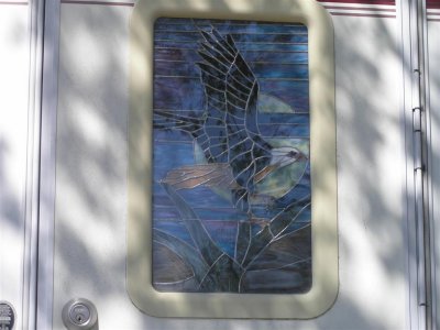 camper hand made stained glass window