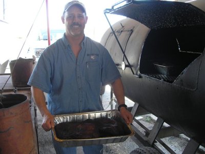 Bill with some of his smoked brisket.