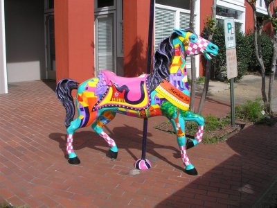 Painted horse around town