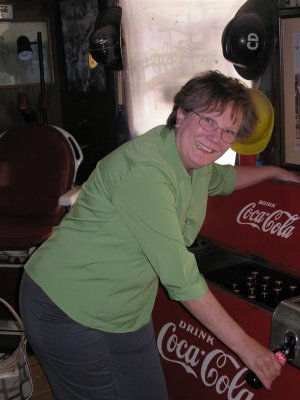 Antique coke machine & Bernice
