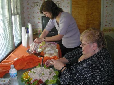 Lynn & Julie preparing shower foods