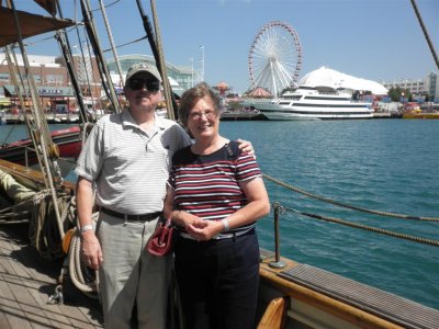 Bernice & Rolf on Tall Ships in Chicago/Navy Pier in background