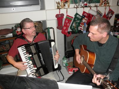 Christmas Eve at Lyn and Al's; Mike & Rolf jamming