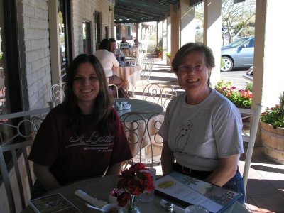 Crystal & mom enjoying lunch at Cave Creek, AZ cafe