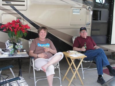 Bernice & Rolf relaxing outside