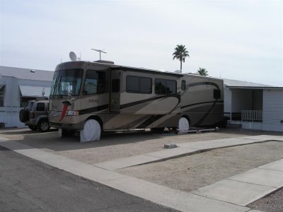 The Westbergs at home at Desert Shadow RV Resort.