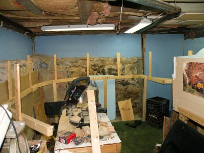 Started building the benchwork close to the wall