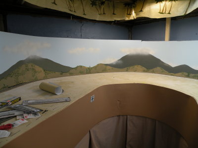 I finished painting the backdrop now I am ready to begine laying down the mainline tracks