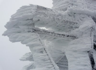 Rime ice on the tower