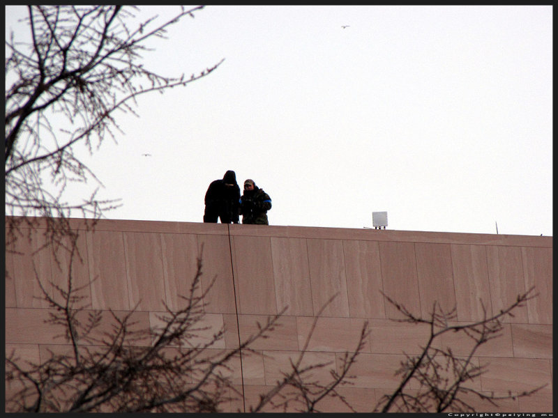 Security snipers atop the National Gallery of Art