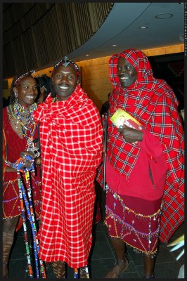Masai dancers are also in town performing - they are not prepared for the cold weather