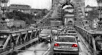Chain Bridge - From the bus, outside raining