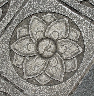 The courtyard is composed of these lovely paving stones