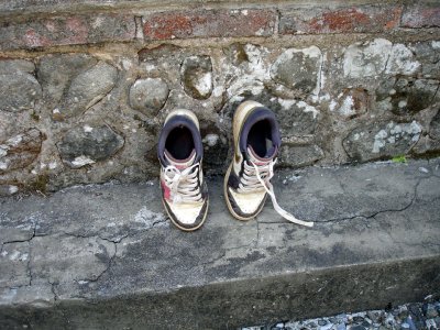 Shoes left to dry out back