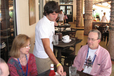 Mark & Susan S getting breakfast on the porch