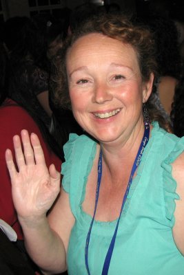 Angie waves hello