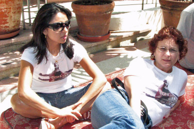 Gina and Noelia on the lounger