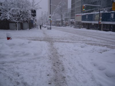 Vancouver Robson street snow