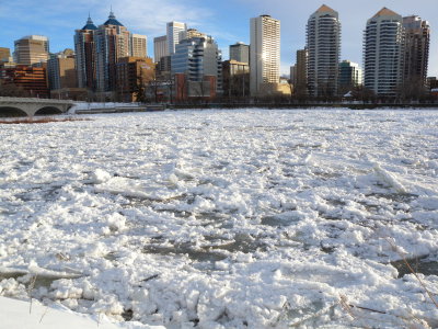 Calgary frozen Bow river