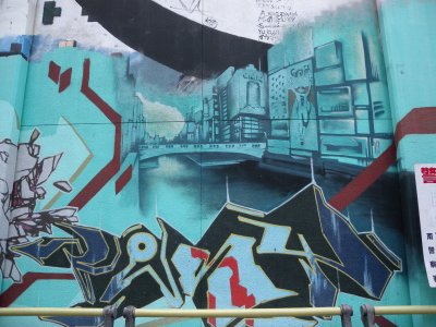Osaka Glico man in graffiti
