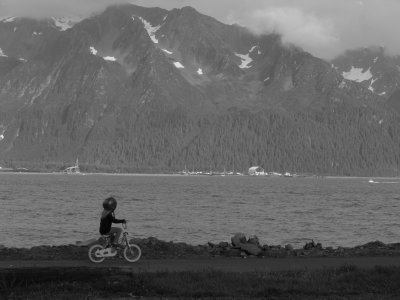 Girl Biking, Seward, Alaska