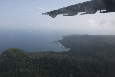 View from the air approaching Príncipe