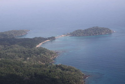 View of Bom Bom resort from the air approaching Príncipe