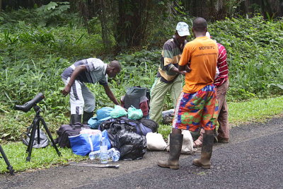 Sorting the camping loads,Cao Grande, So Tom