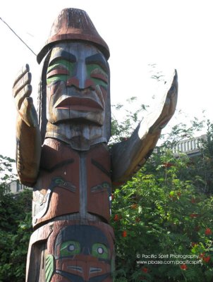 Indian totem welcoming visitors to Kitsilano