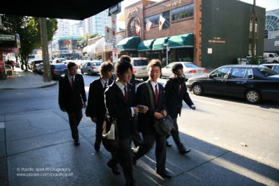 Japanese students on Thurlow Street, West End