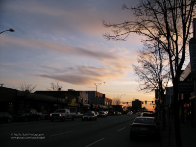 Hastings Street in the evening, Burnaby Heights