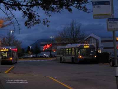 A polite Canadian bus at the Brentwood Bus Loop