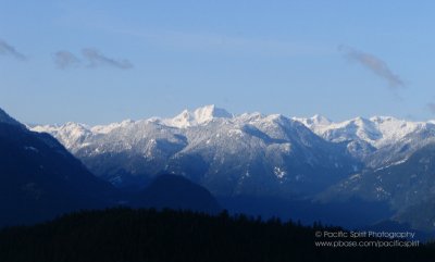Snow on blue mountains, Vancouver, Canada