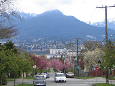 Lakewood Drive in East Vancouver on a cloudy, warm spring day