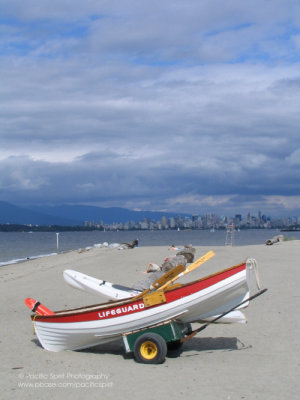 Lifeguard boat at Spanish Banks, Vancouver, Canada