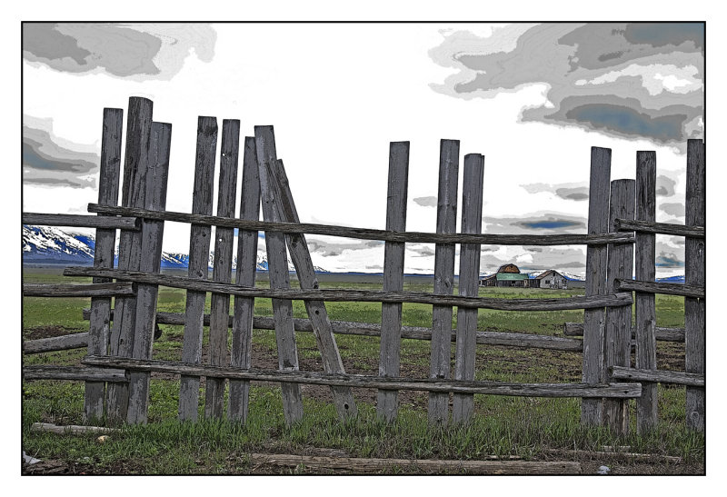 Fence , Mormon homestead, Yellowstone N.P.