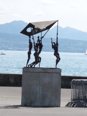 Lausanne boardwalk sculpture