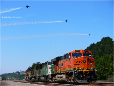 Blue Angels over BNSF power