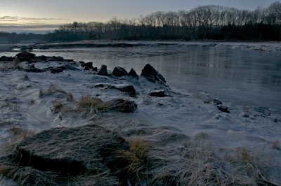 Old stone pier in winter